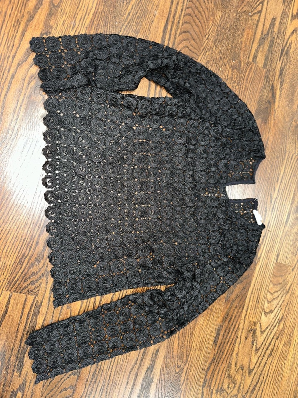 Cotton Candy Black Crochet Floral Long-Sleeve Shrug